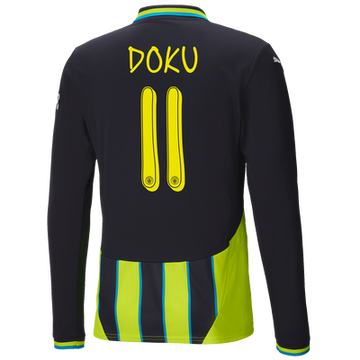 #11 Doku Manchester City Away Jersey 2024/2025 Long Sleeve