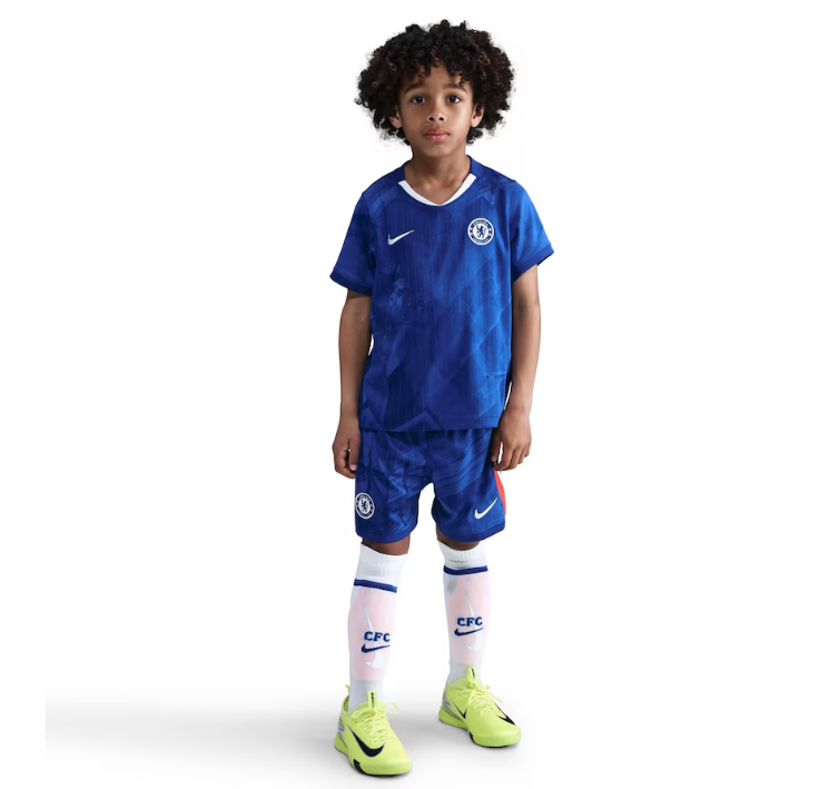Kids Chelsea Home Kit 25/26 with World Champions 25 printing