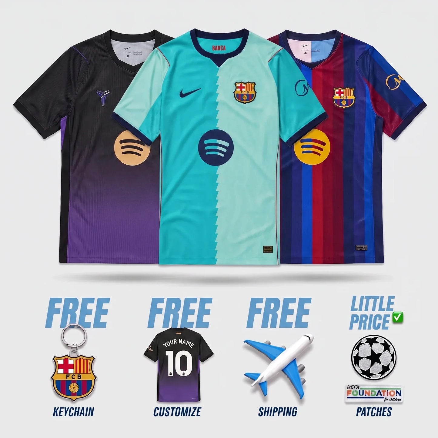 Barcelona Home, Away, and Third 2026/27 Combo